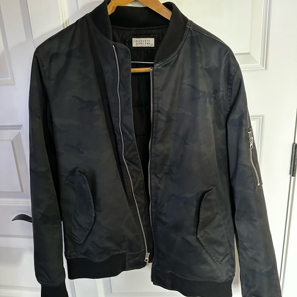 Barneys New York Men's Camouflage Bomber Jacket